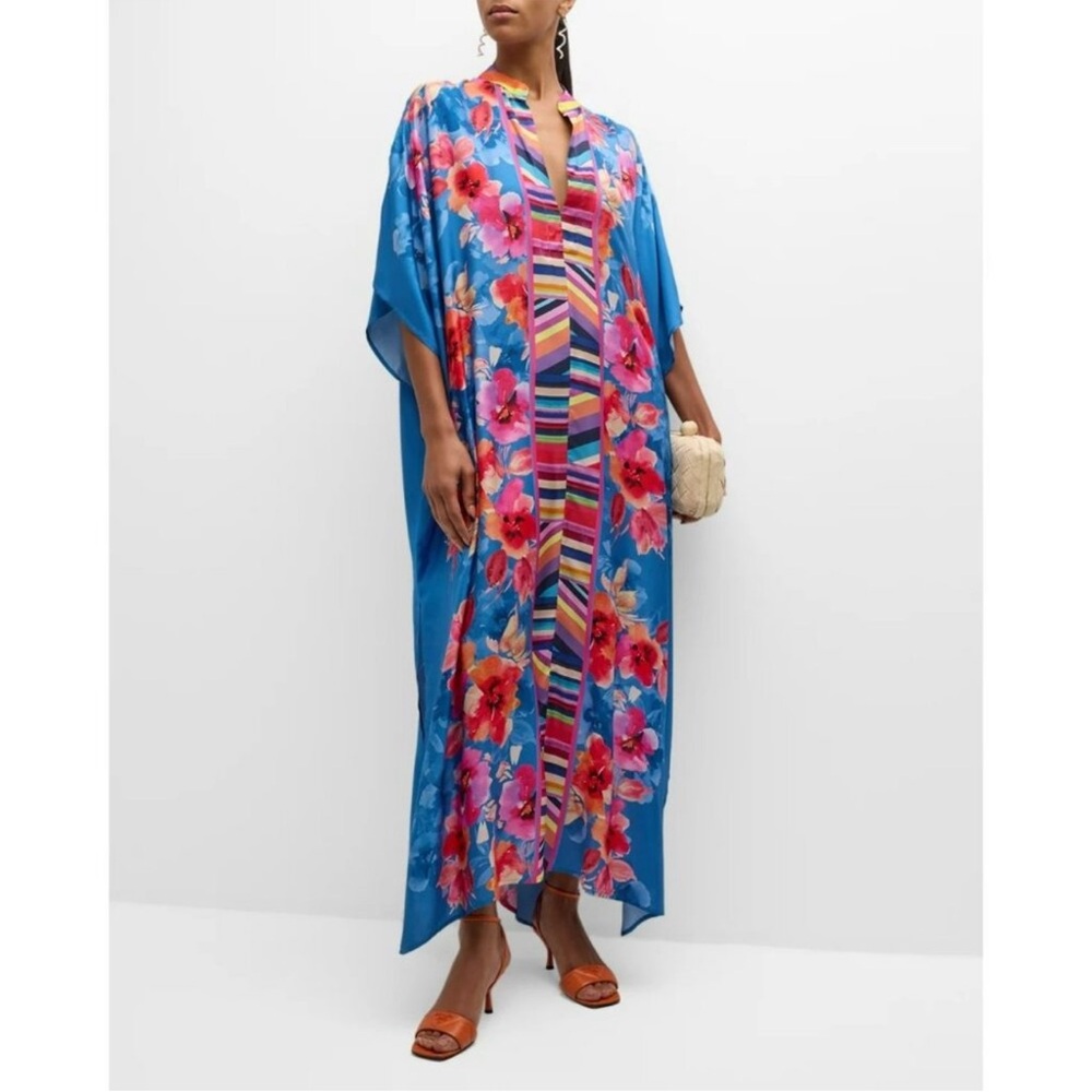 NWT Johnny Was Summer Days Maxi Kaftan Small/ Medium Floral Maxi Silk Boho